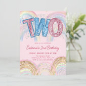 Glitter Sequin Rainbow 2nd Birthday Invitation 招待状 (スタンド正面)