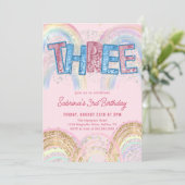 Glitter Sequin Rainbow 3rd Birthday Invitation 招待状 (スタンド正面)
