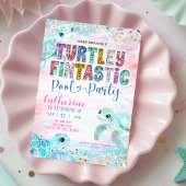 Glitter Sequin Sea Turtle Fintastic Birthday invit 招待状