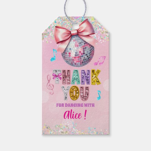 Glitter Sequins Disco Ball Girl ギフトタグ (正面)