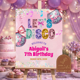 Glitter Sequins Disco Birthday Party Welcome Sign ポスター