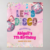 Glitter Sequins Disco Birthday Party Welcome Sign ポスター (正面)