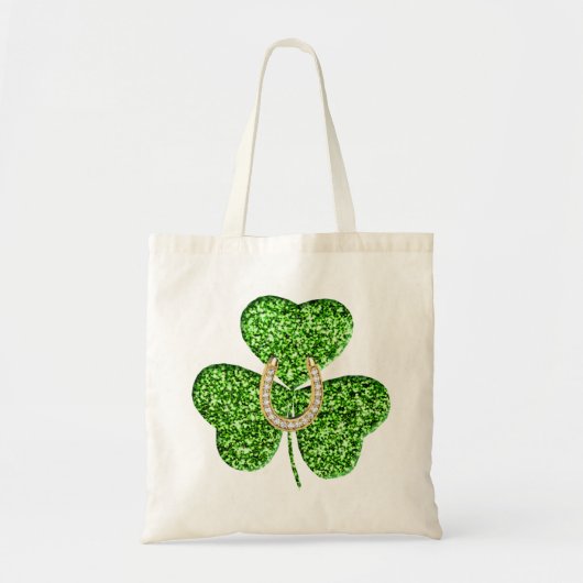 Glitter Shamrock And Horseshoe Tote Bag トートバッグ (正面)