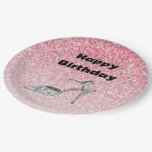 Glitter Shoe Illustration Fashion Pink Birthday ペーパープレート (アングル)
