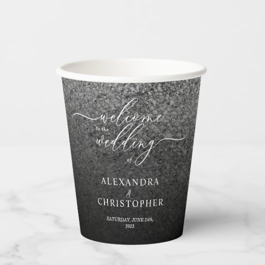 Glitter Silver Sparkle Wedding Party 紙コップ (正面)