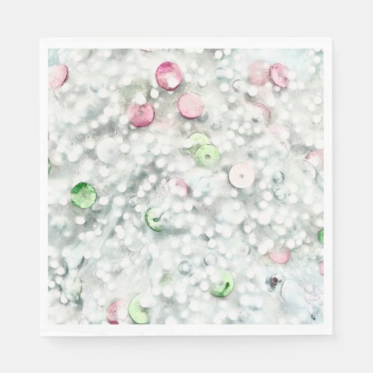 Glitter Slime Paper Napkins White スタンダードランチョンナプキン (正面)