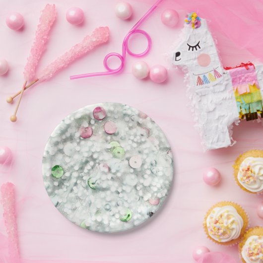 Glitter Slime Party Plates White ペーパープレート (パーティー)