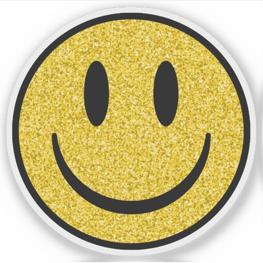 Glitter Smile Face Custom-Cut Vinyl Stickers シール (正面)