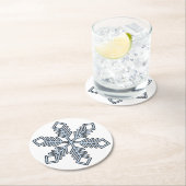 Glitter Snowflake - Baby Blue Branches ラウンドペーパーコースター (インサイチュ)