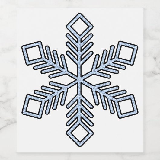 Glitter Snowflake - Baby Blue Branches ワインラベル (シングルラベル)