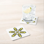 Glitter Snowflake - Yellow Star スクエアペーパーコースター (インサイチュ)