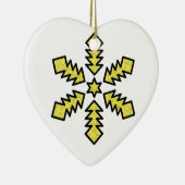 Glitter Snowflake - Yellow Star セラミックオーナメント (右)