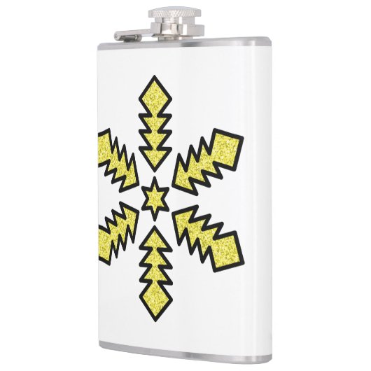 Glitter Snowflake - Yellow Star フラスク (左)