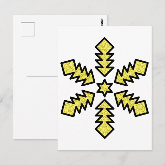 Glitter Snowflake - Yellow Star ポストカード (正面/裏面)