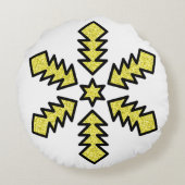 Glitter Snowflake - Yellow Star ラウンドクッション (裏面)