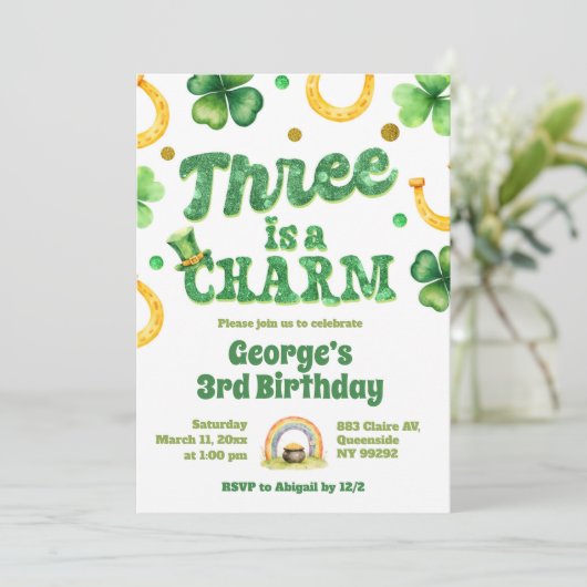 Glitter St Patrick 3rd Birthday 招待状 (スタンド正面)