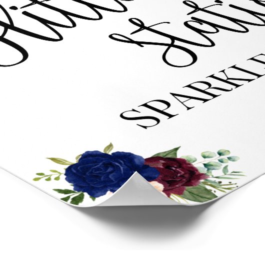 Glitter station sign navy boho chic bridal shower ポスター (角)