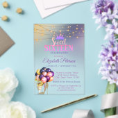 Glitter Tiara,Coctail, Silver Sweet 16 Party アクリル招待状 (インサイチュ (ウェディング))