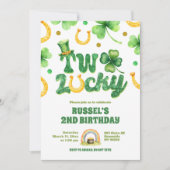 Glitter Two Lucky St Patrick 2nd Birthday 招待状 (正面)