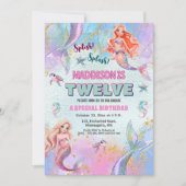 Glitter Under the Sea Mermaids 12th Birthday Party 招待状 (正面)