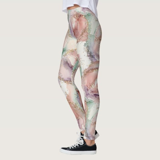 Glitter Watercolor Pattern – Soft Painted Sparkle  レギンス (左)