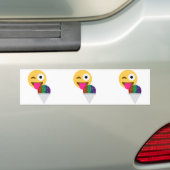 glitter wink emoji バンパーステッカー (車上)