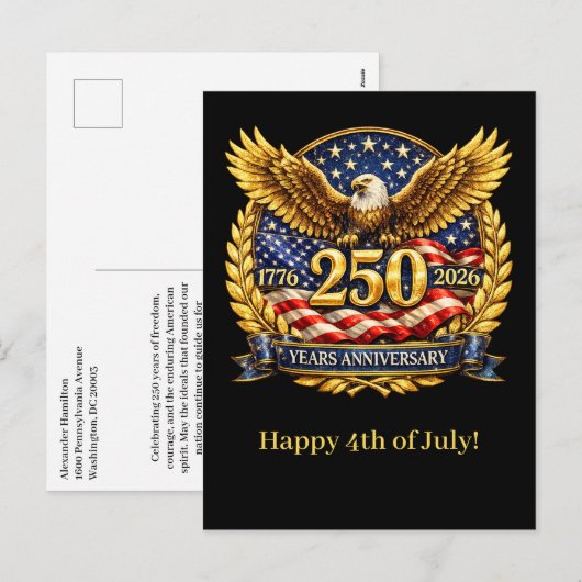 Glittered Semiquincentennial Eagle Emblem  シーズンポストカード (正面/裏面)