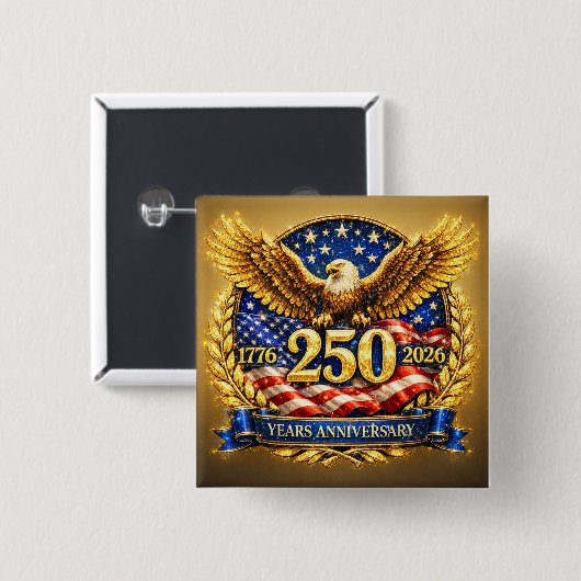 Glittered Semiquincentennial Eagle Emblem 缶バッジ (正面&裏面)