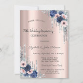 Glittering Blue Roses: Rose Gold Anniversary 招待状 (正面)