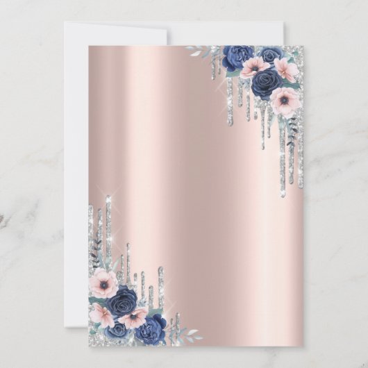 Glittering Blue Roses: Rose Gold Anniversary 招待状 (裏面)