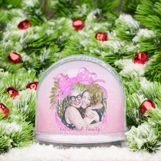 Glittering Christmas Pink Bow Photo Pink (クリスマス)