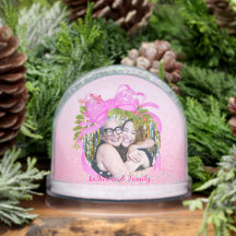 Glittering Christmas Pink Bow Photo Pink