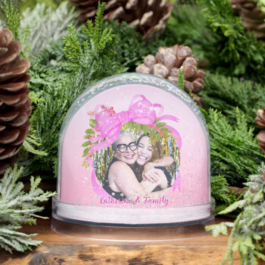 Glittering Christmas Pink Bow Photo Pink (冬)