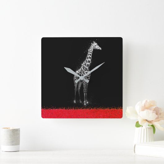 Glittering Giraffe スクエア壁時計 (ホーム)