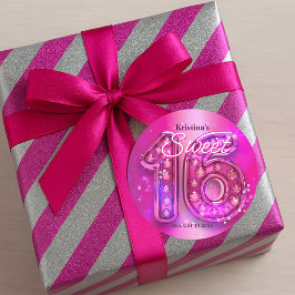 Glittering Hot Pink Jewel Sweet Sixteen  ラウンドシール
