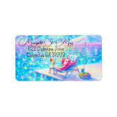 Glittering Lobster Beach Address Labels ラベル (正面)