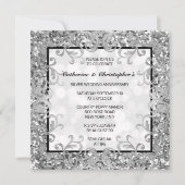 Glittering silver floral pattern quatrefoil DIY ph 招待状 (正面)