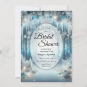  Glittering Snowy Forest Bridal Shower 招待状 (正面)