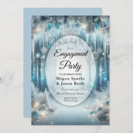 Glittering Snowy Forest Engagement Party 招待状