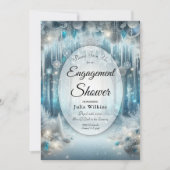 Glittering Snowy Forest Engagement Shower 招待状 (正面)
