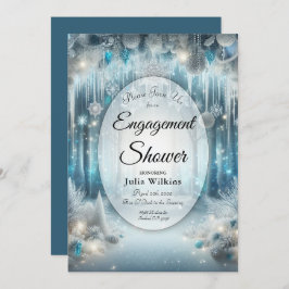 Glittering Snowy Forest Engagement Shower 招待状