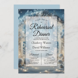 Glittering Snowy Forest Rehearsal Dinner 招待状