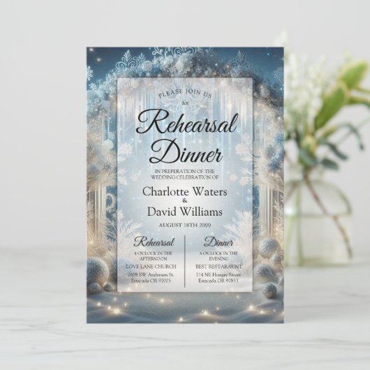 Glittering Snowy Forest Rehearsal Dinner 招待状 (スタンド正面)