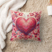Glittering Swirl Pink Heart Throw Pillow クッション (ブランケット)