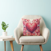Glittering Swirl Pink Heart Throw Pillow クッション (椅子)