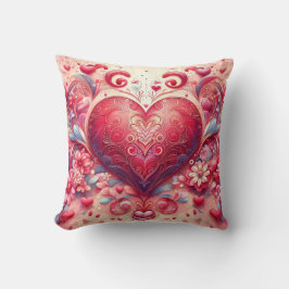 Glittering Swirl Pink Heart Throw Pillow クッション