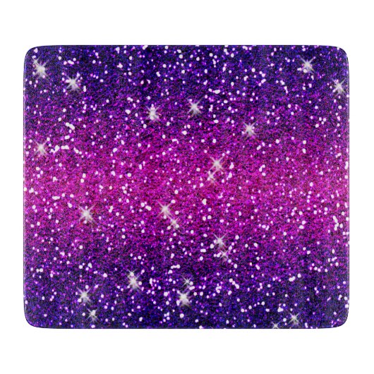 Glitters Sparkles Purple Pink Texture カッティングボード (正面)
