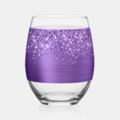 Glittery Amethyst Glam Name ステムなしワイングラス (裏面)