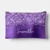 Glittery Amethyst Glam Script Name アクセサリーポーチ (正面)