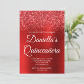 Glittery Bright Red Foil Quinceañera 招待状 (スタンド正面)